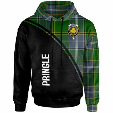 Scottish Pringle Clan Crest Tartan Curve Hoodie Front Side Tartan Plaid