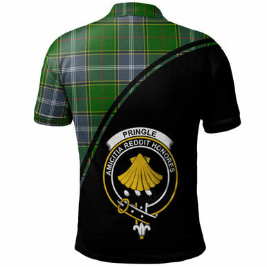 Scottish Pringle Clan Crest Tartan Curve Polo Shirt Back Side Tartan Plaid