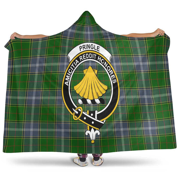 Scottish Pringle Clan Crest Tartan Hooded Blanket Tartan Plaid 1