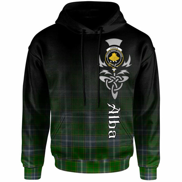 Scottish Pringle Clan Crest Tartan Hoodie - Alba Gu Brath Family Crest Celtic Inspired Front Side Tartan Plaid