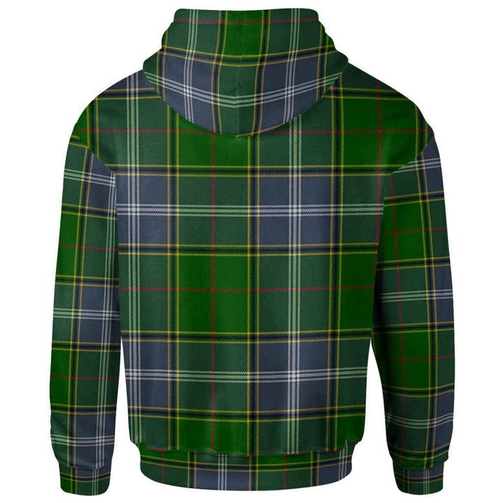 Scottish Pringle Clan Crest Tartan Hoodie Back Side Tartan Plaid