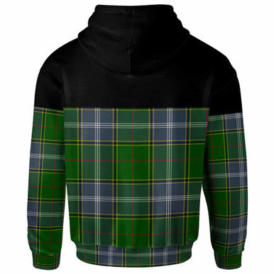 Scottish Pringle Clan Crest Tartan Hoodie - Horizontal Style Back Side Tartan Plaid