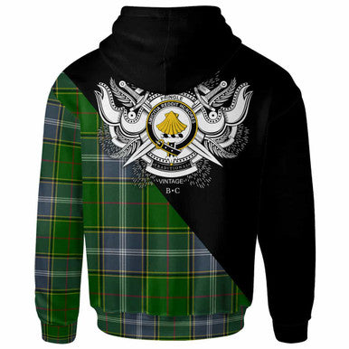Scottish Pringle Clan Crest Tartan Hoodie - Military Logo Back Side Tartan Plaid