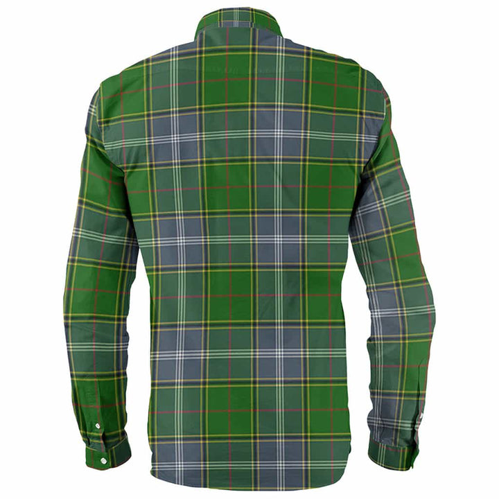 Scottish Pringle Clan Crest Tartan Long Sleeve Shirt Back Side Tartan Plaid