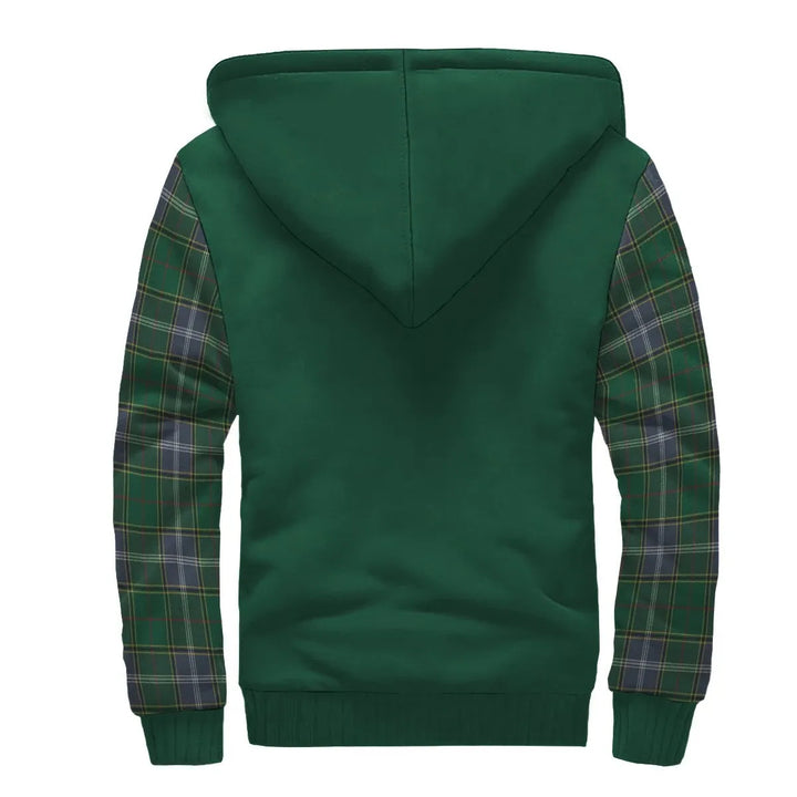 Scottish Pringle Clan Crest Tartan Plaid Sleeve Sherpa Hoodie