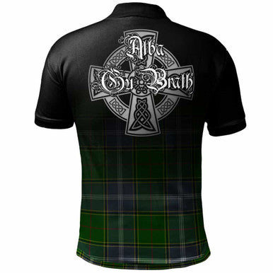 Scottish Pringle Clan Crest Tartan Polo Shirt - Alba Gu Brath Family Crest Celtic Inspired Back Side Tartan Plaid