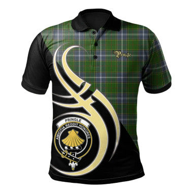 Scottish Pringle Clan Crest Tartan Polo Shirt Believe in Me Front Side Tartan Plaid