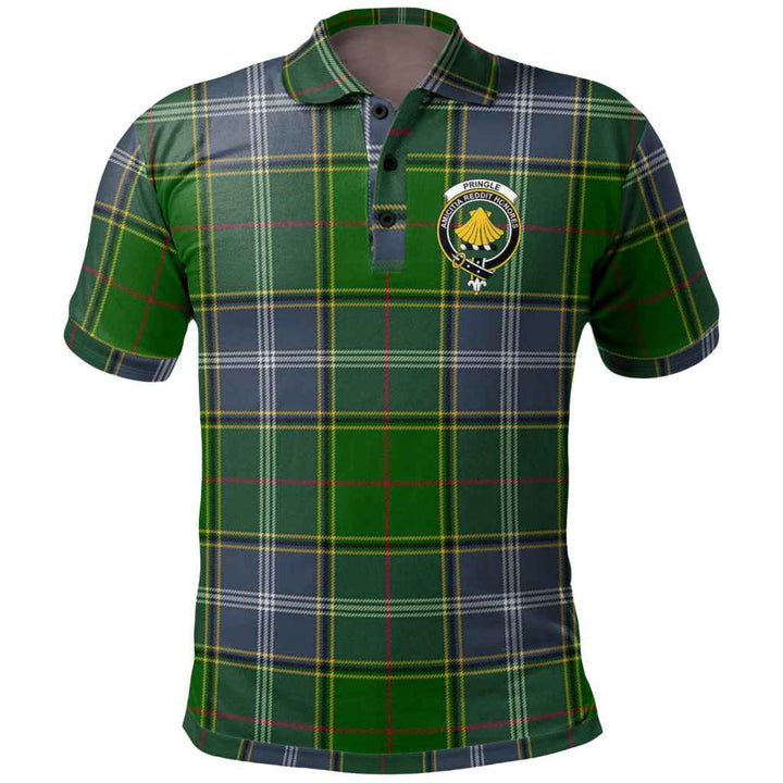 Scottish Pringle Clan Crest Tartan Polo Shirt Front Side Tartan Plaid