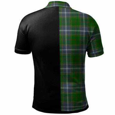 Scottish Pringle Clan Crest Tartan Polo Shirt - Half in Me Back Side Tartan Plaid