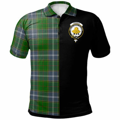 Scottish Pringle Clan Crest Tartan Polo Shirt - Half in Me Front Side Tartan Plaid