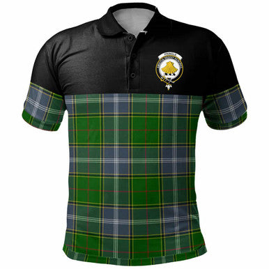 Scottish Pringle Clan Crest Tartan Polo Shirt - Horizontal Style Front Side Tartan Plaid