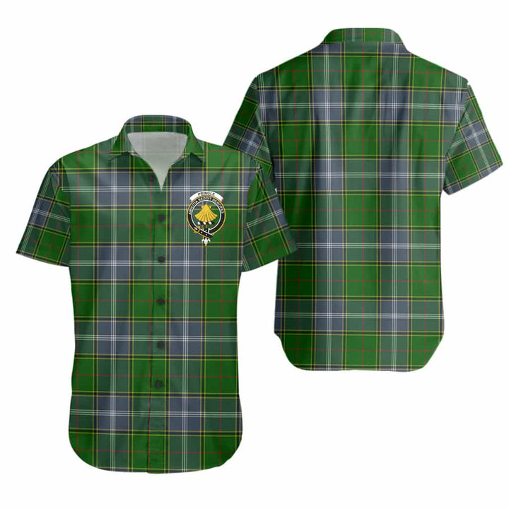Scottish Pringle Clan Crest Tartan Short Sleeve Shirt Tartan Plaid