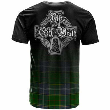 Scottish Pringle Clan Crest Tartan T-Shirt - Alba Gu Brath Family Crest Celtic Inspired Back Side Tartan Plaid