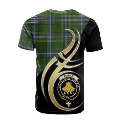 Scottish Pringle Clan Crest Tartan T-Shirt Believe in Me Back Side Tartan Plaid