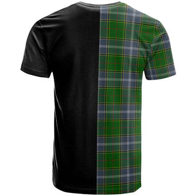Scottish Pringle Clan Crest Tartan T-Shirt Half in Me Back Side Tartan Plaid