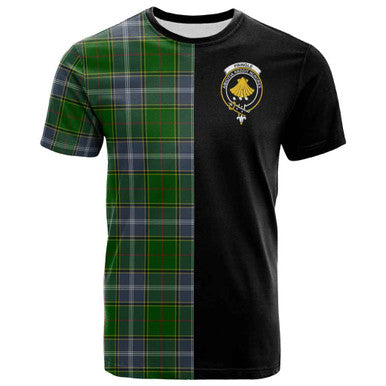 Scottish Pringle Clan Crest Tartan T-Shirt Half in Me Front Side Tartan Plaid