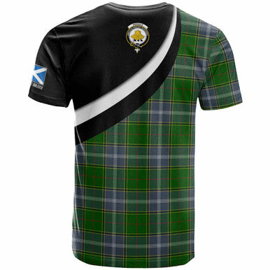 Scottish Pringle Clan Crest Tartan T-Shirt - Scotland Forever Style Back Side Tartan Plaid