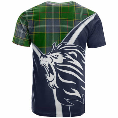 Scottish Pringle Clan Crest Tartan T-Shirt - Bend Style Back Side Tartan Plaid