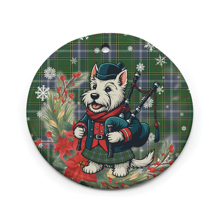 Scottish Pringle Clan Tartan Ceramic Ornament Cute Scottish Terrier Dog Circle Style Tartan Plaid