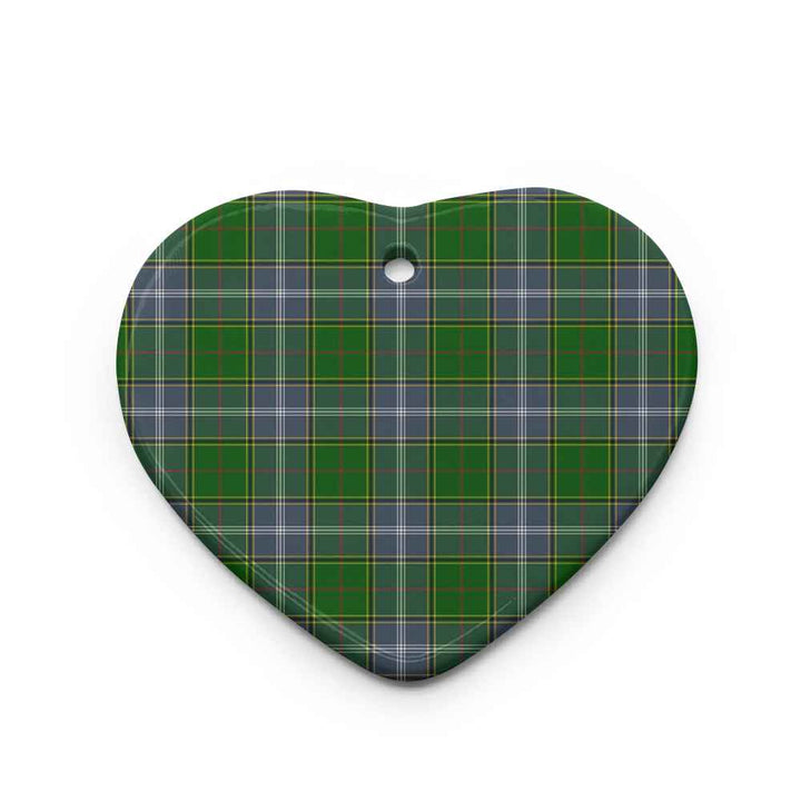 Scottish Pringle Clan Tartan Ceramic Ornament Heart Shape Tartan Plaid