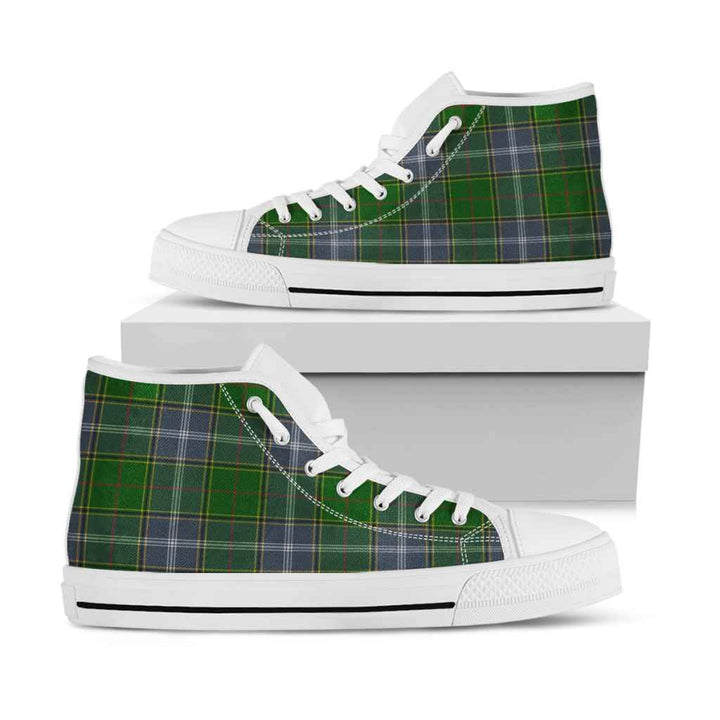 Scottish Pringle Clan Tartan High Top Shoes White Sole Tartan Plaid