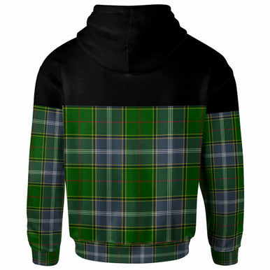 Scottish Pringle Clan Tartan Hoodie - Horizontal Style Back Side Tartan Plaid