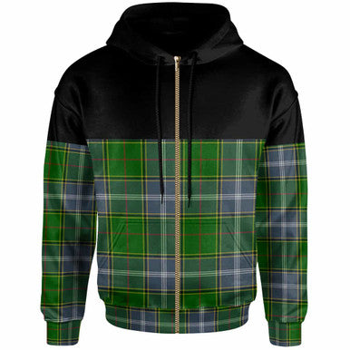 Scottish Pringle Clan Tartan Hoodie - Horizontal Style Zip Tartan Plaid