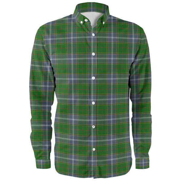Scottish Pringle Clan Tartan Long Sleeve Shirt Front Side Tartan Plaid