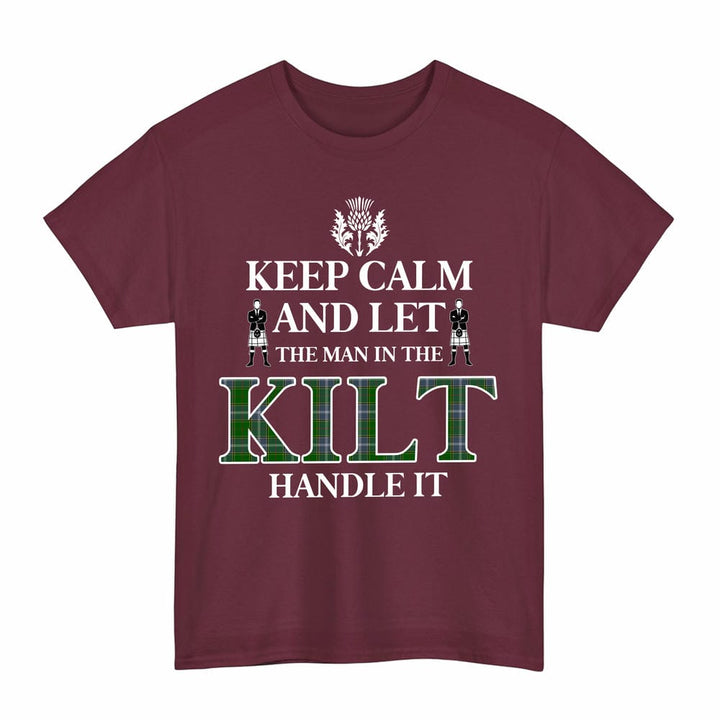 Scottish Pringle Clan Tartan T-Shirt - Keep Calm Tartan Plaid Maroon Color