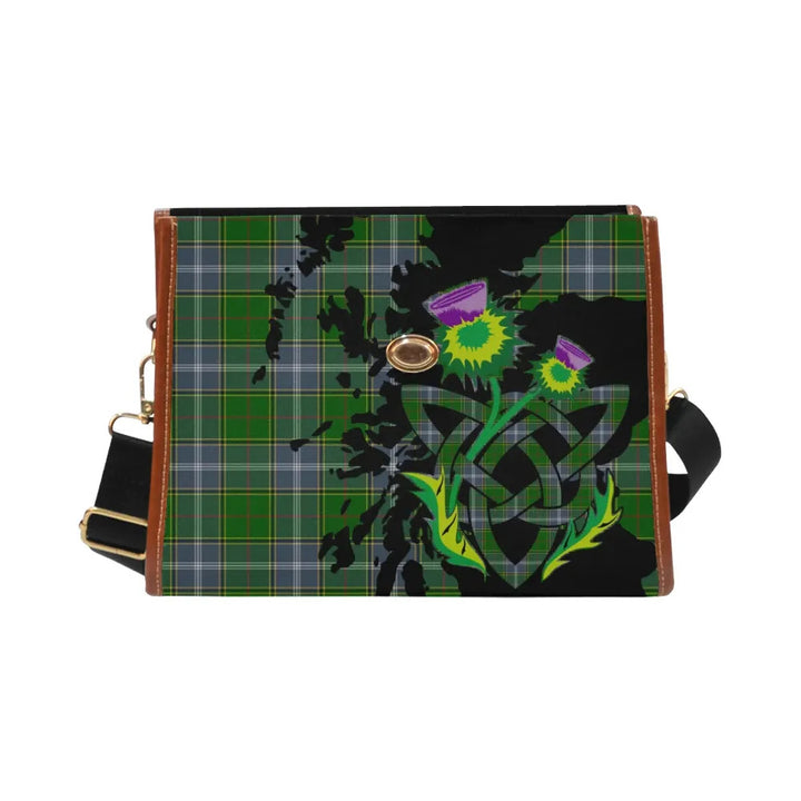 Scottish Pringle Clan Tartan Waterproof Canvas Bag With Thistle Tartan Plaid 1