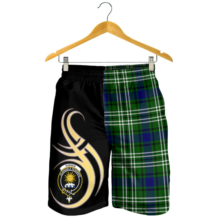 Scottish Purves Clan Crest Tartan Believe in Me Men's Shorts