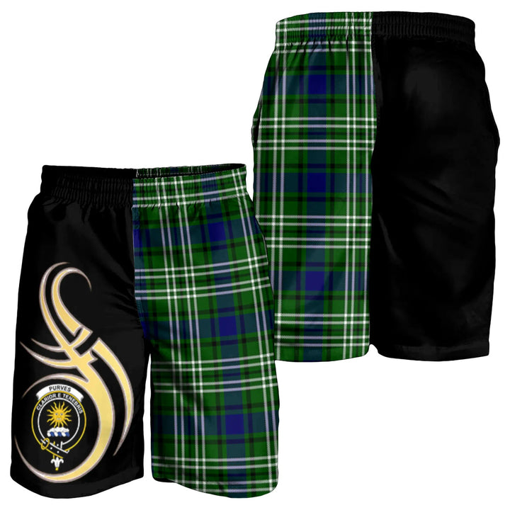 Scottish Purves Clan Crest Tartan Believe in Me Men's Shorts