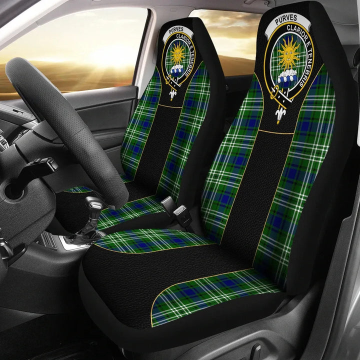 Scottish Purves Clan Crest Tartan Car Seat Covers - Special Style 1