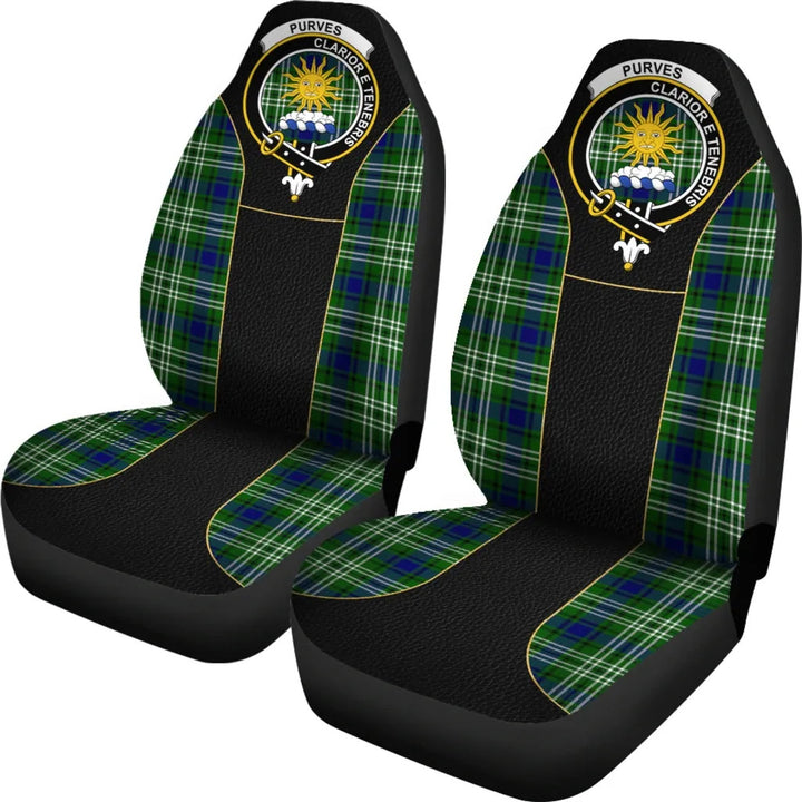 Scottish Purves Clan Crest Tartan Car Seat Covers - Special Style 2