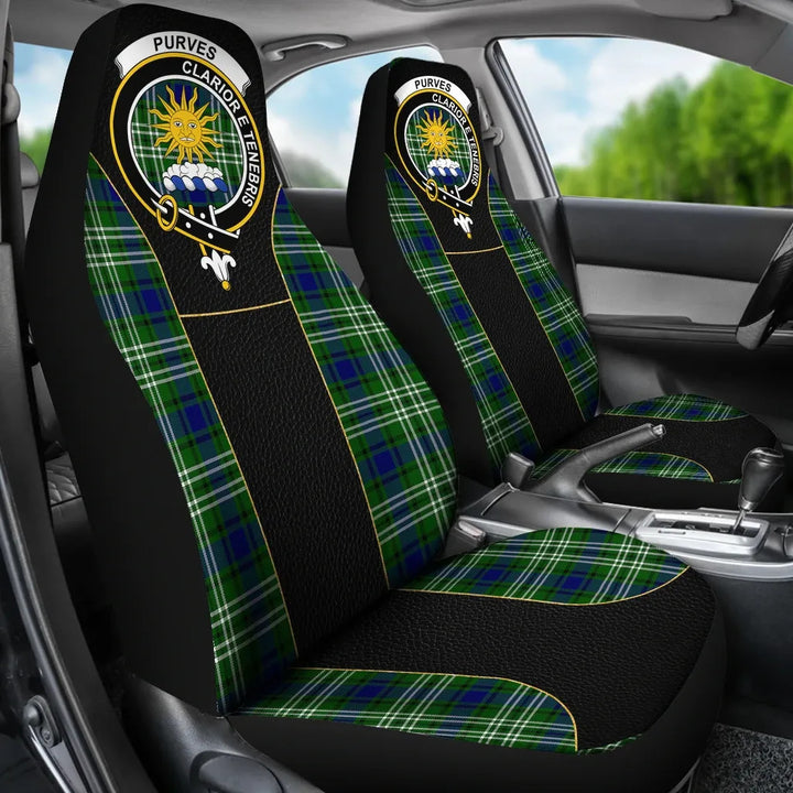 Scottish Purves Clan Crest Tartan Car Seat Covers - Special Style 3
