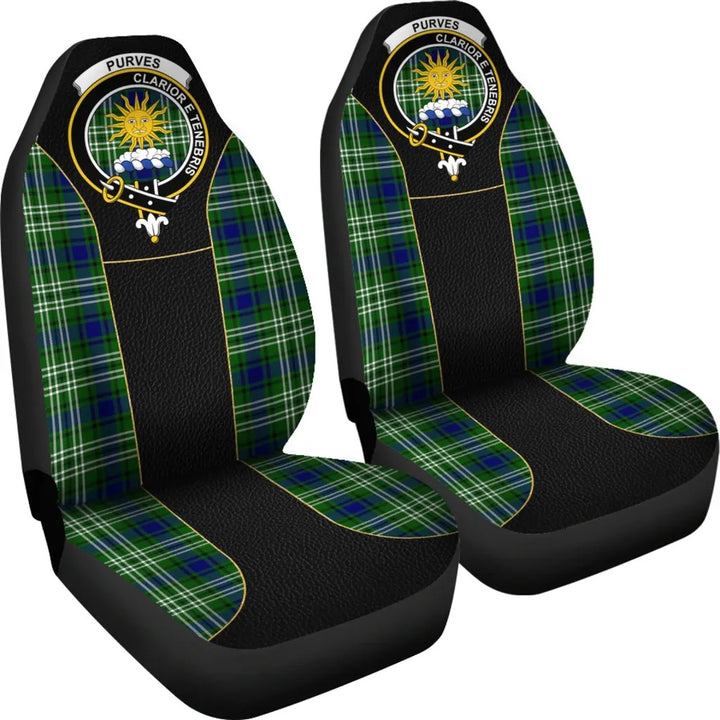 Scottish Purves Clan Crest Tartan Car Seat Covers - Special Style 4