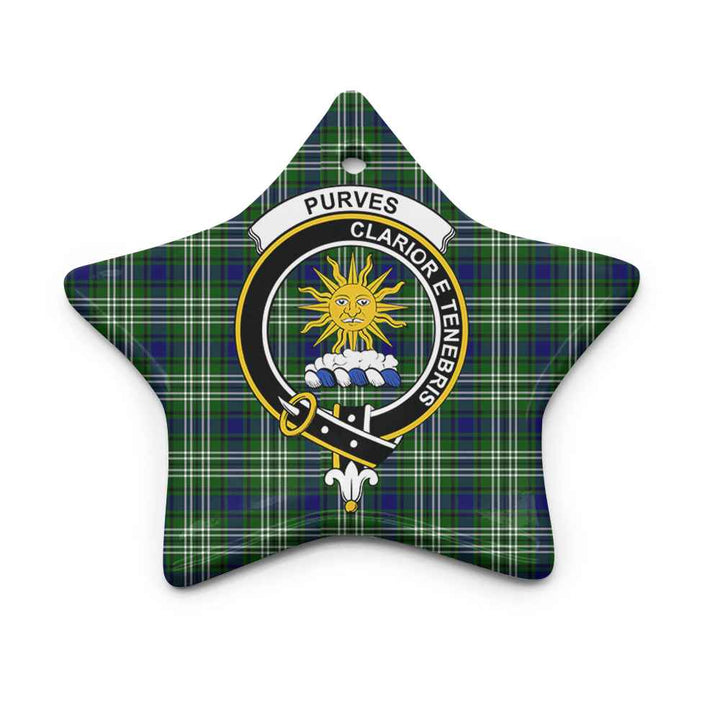 Scottish Purves Clan Crest Tartan Ceramic Ornament Star Shape Tartan Plaid
