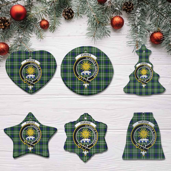 Scottish Purves Clan Crest Tartan Ceramic Ornament All Tartan Plaid