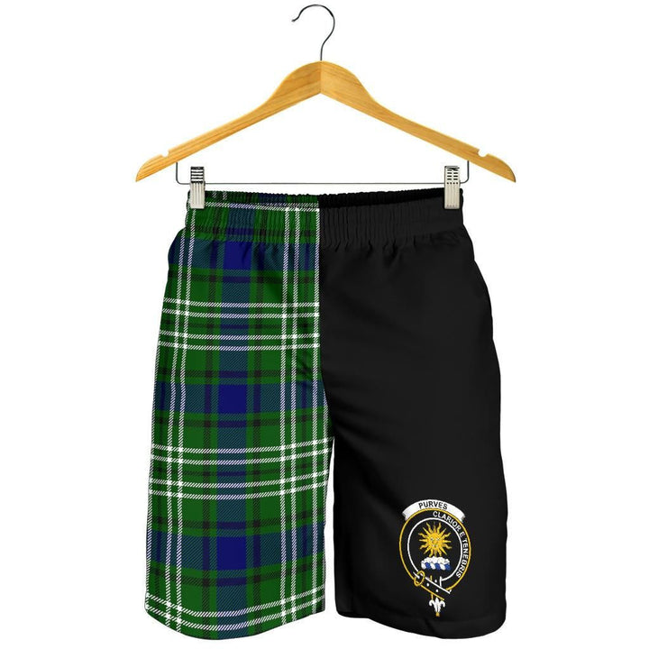 Scottish Purves Clan Crest Tartan Half of Me Men's Shorts