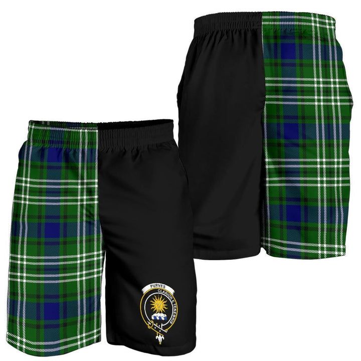 Scottish Purves Clan Crest Tartan Half of Me Men's Shorts
