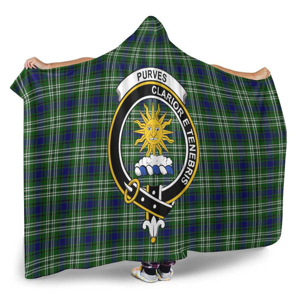 Scottish Purves Clan Crest Tartan Hooded Blanket Tartan Plaid 2