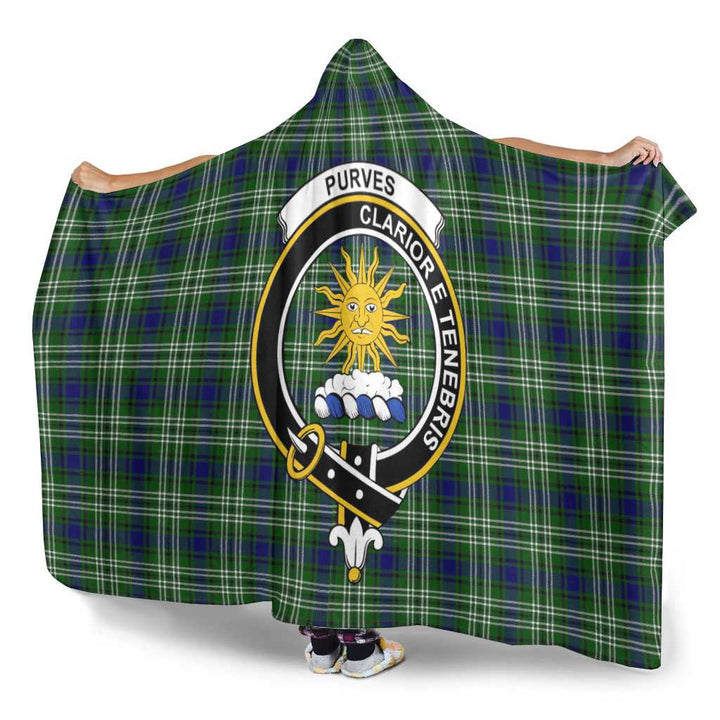 Scottish Purves Clan Crest Tartan Hooded Blanket Tartan Plaid 3