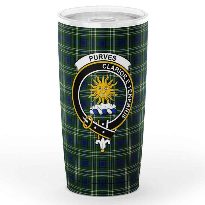Scottish Purves Clan Crest Tartan Insulated Tumbler Tartan Plaid 1