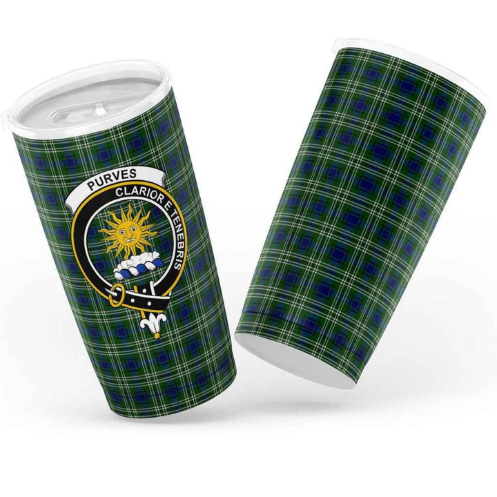 Scottish Purves Clan Crest Tartan Insulated Tumbler Tartan Plaid 3