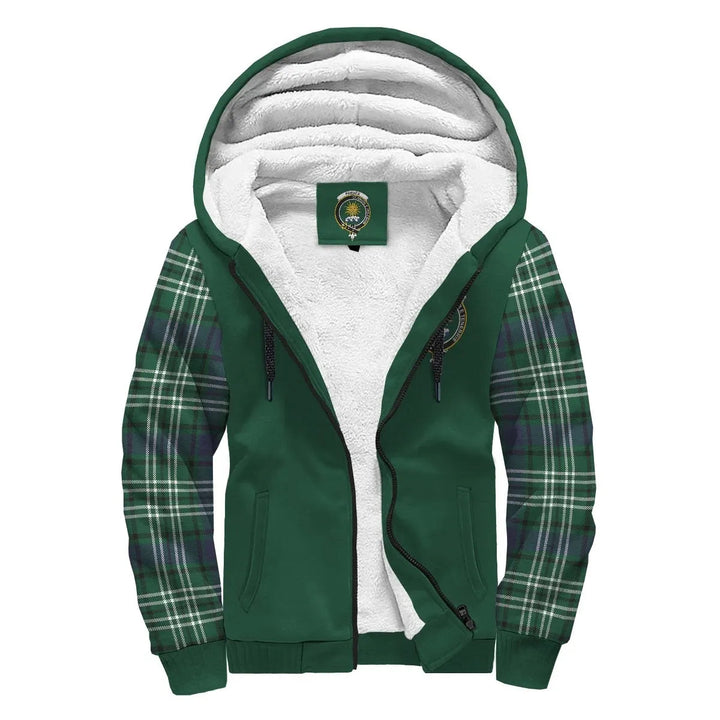 Scottish Purves Clan Crest Tartan Plaid Sleeve Sherpa Hoodie