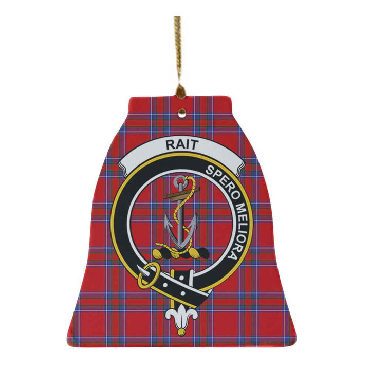 Scottish Rait Clan Crest Tartan Ceramic Ornament Bell Shape Tartan Plaid