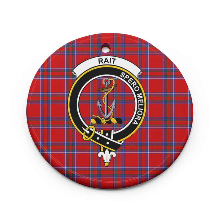 Scottish Rait Clan Crest Tartan Ceramic Ornament Circle Shape Tartan Plaid
