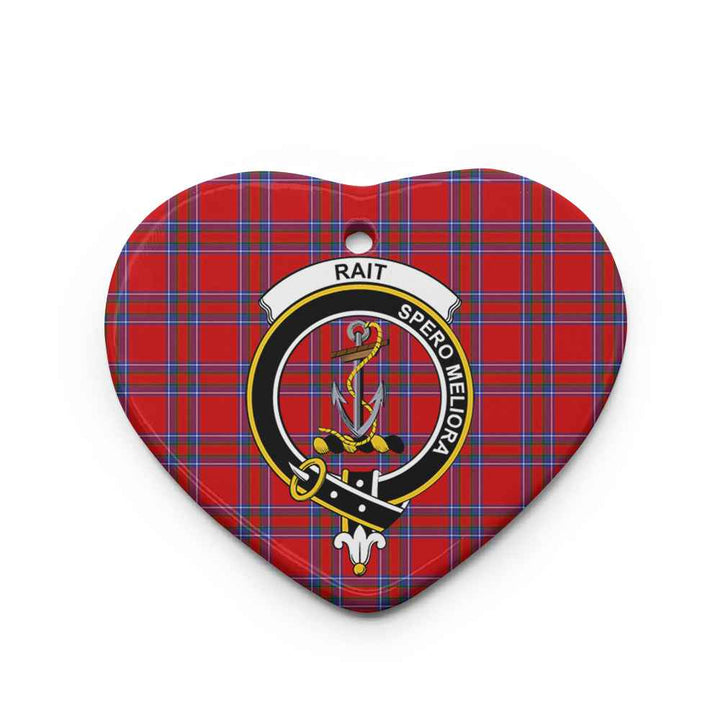 Scottish Rait Clan Crest Tartan Ceramic Ornament Heart Shape Tartan Plaid