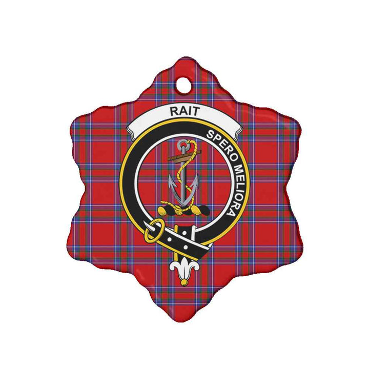 Scottish Rait Clan Crest Tartan Ceramic Ornament Snow Flake Shape Tartan Plaid