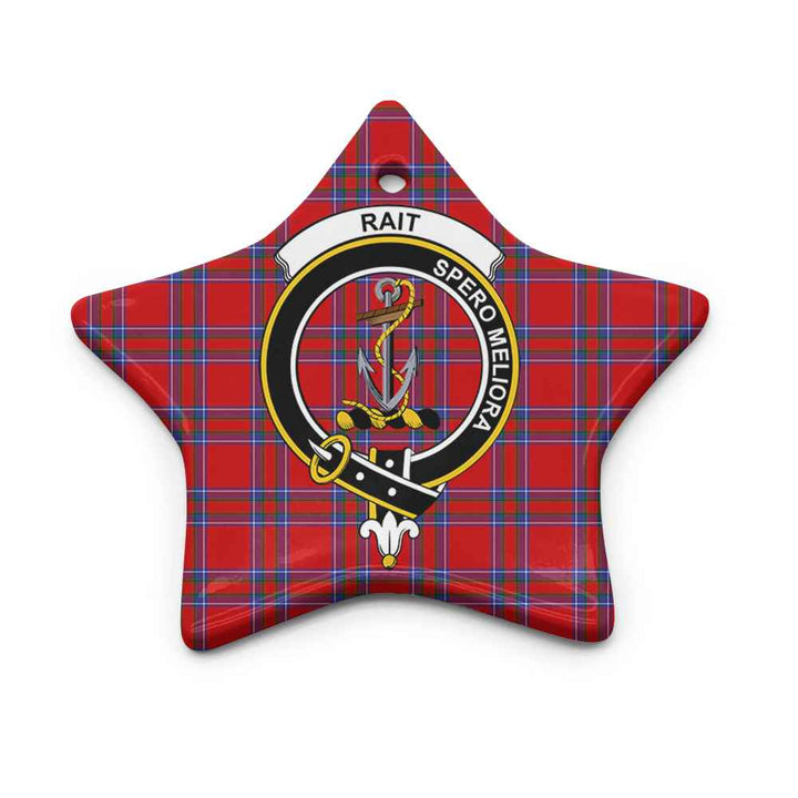 Scottish Rait Clan Crest Tartan Ceramic Ornament Star Shape Tartan Plaid